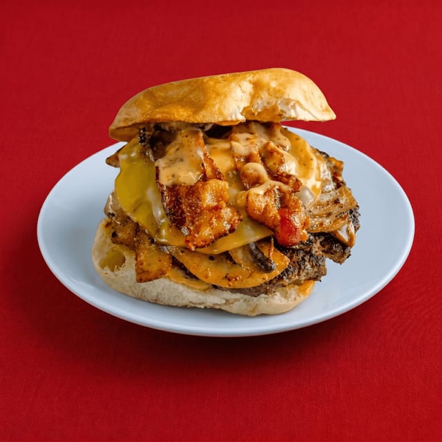 A'HA Smoked Gouda Burger.
